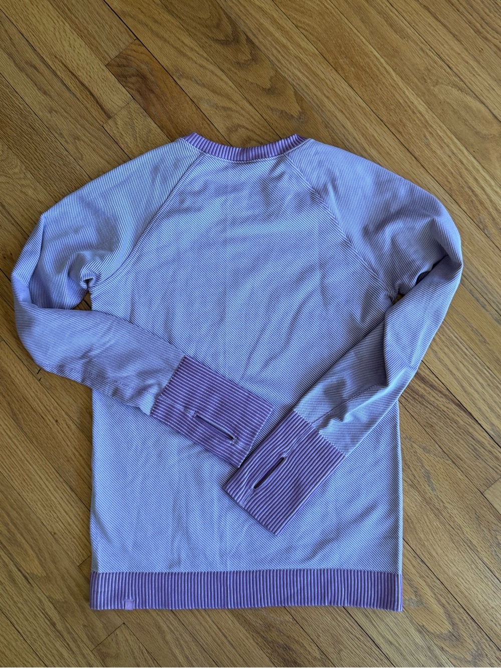 Lululemon Rest Less Pullover Lavender Purple Ribbed Thumbhole Top 6 Approx - Picture 2 of 9